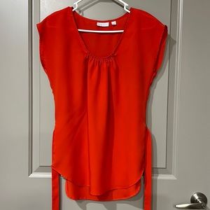 Red Blouse with Cloth Belt